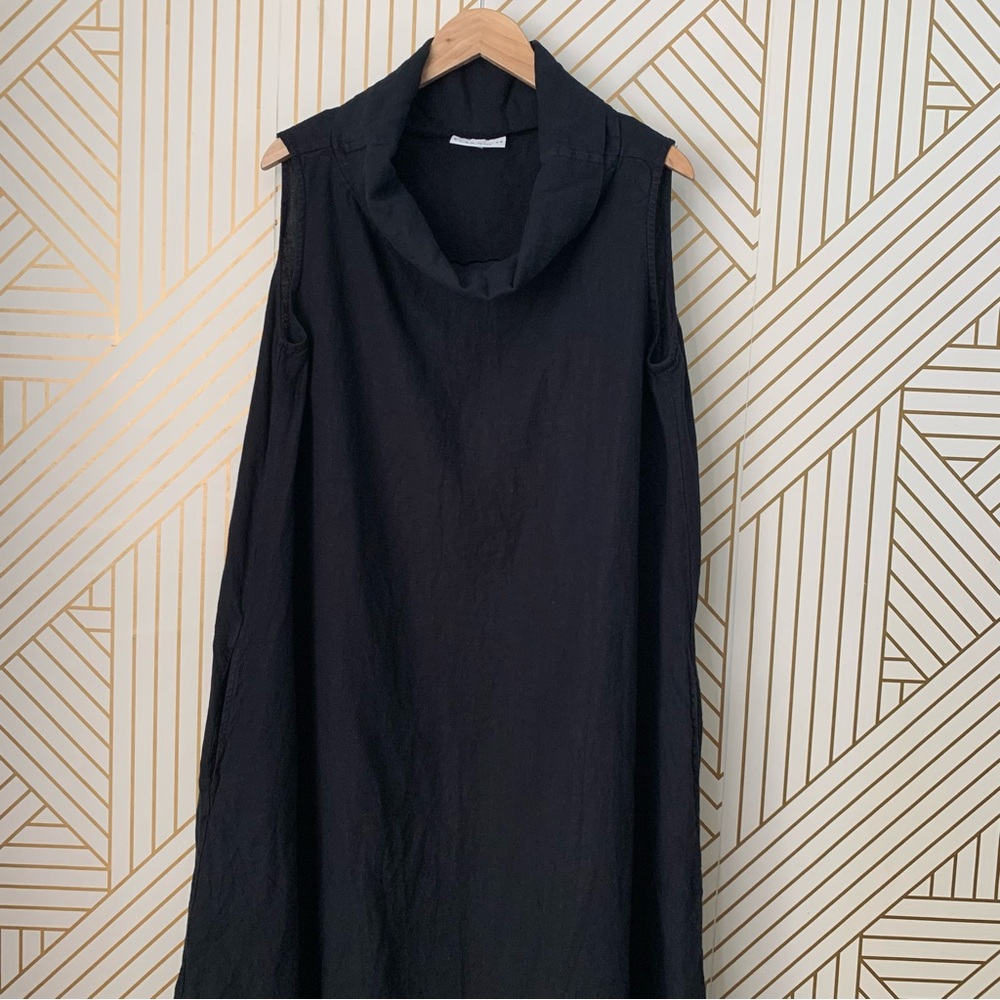 Bryn Walker Henrietta 100% Linen Cowl Neck Lagenlook Sleeveless Dress Pockets M - Picture 3 of 12